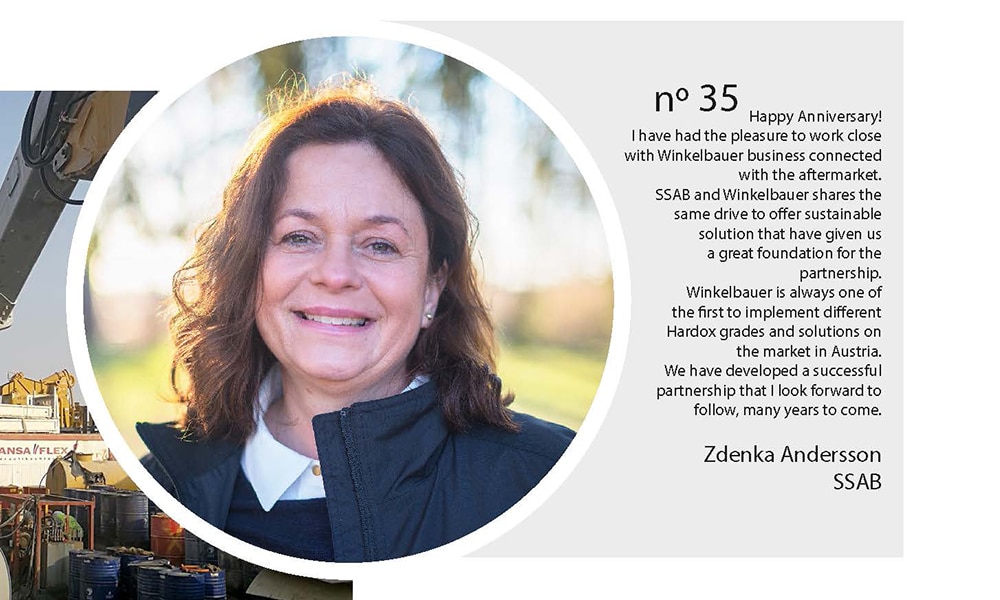 Statement von Zdenka Andersson im Firmenmagazin Standzeit von Winkelbauer aus dem Jahr 2021.